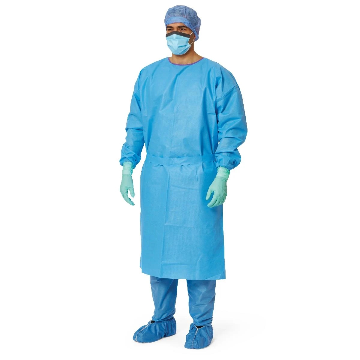 AAMI Level 3 Premium Blue Isolation Gown with Knit Cuffs